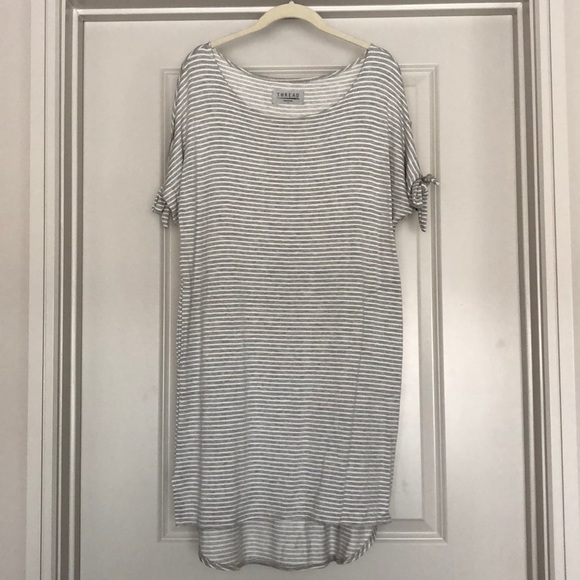 Anthropologie Dresses & Skirts - Anthropologie Gray Striped Jersey Cotton Dress